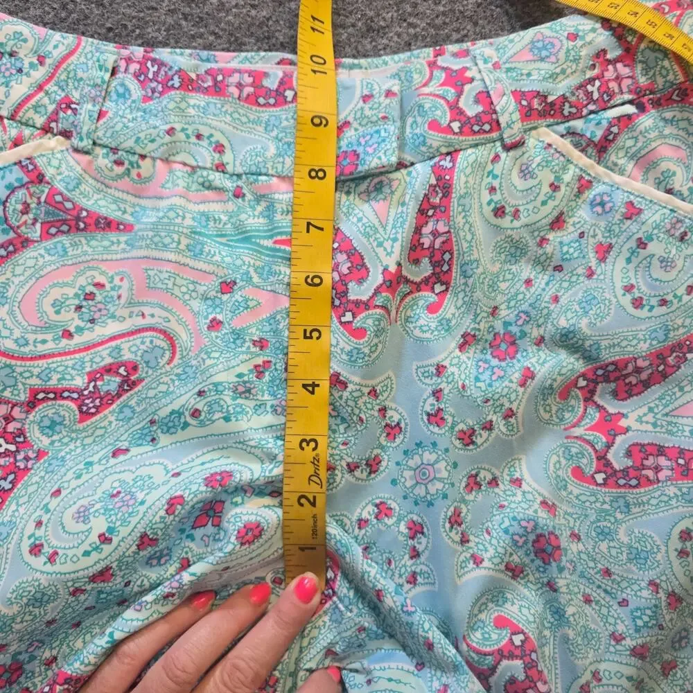 Peter Millar Shorts Womens Size 4 Green Pink Paisley 11 Inch Golf Bermuda Casual